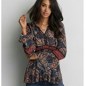 American Eagle Boho Tassel Shirt